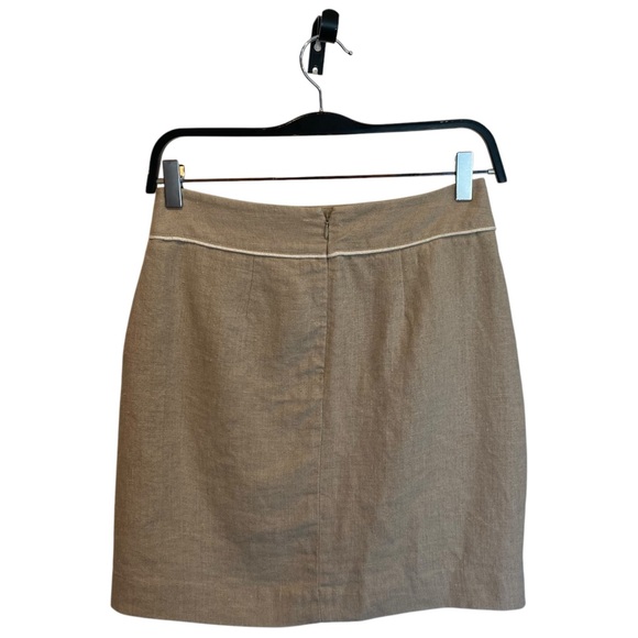 Ann Taylor LOFT Tan Linen A-Line Mini Skirt w/ White Trim Size XS - Picture 2 of 12